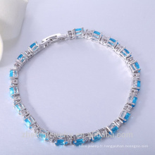 Vente chaude Bijoux Cz Bracelet Ovale Bleu Bracelet Logo Personnalisé